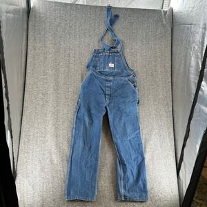 Round House Mens VTG Denim Bib Overalls Carpenter Workwear Made in USA 38x29 966